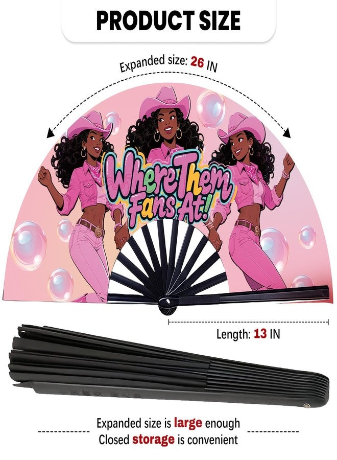 FENNIDICE 13" Bouncing Dance Fan with Clicking Sound - Decorative Boot Dance Fan, Perfect for Parties, Dance Classes, Decorations, & Festivals - Vibrant & Durable Bamboo Folding Fan (C) - Image 3